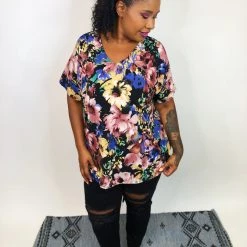 Iris & Rainbow Boutique New Arrivals #K707 Evening Blooms Top