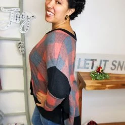 Iris & Rainbow Boutique #L443 *Doorbuster* Plaid About You Top (Red/Black)