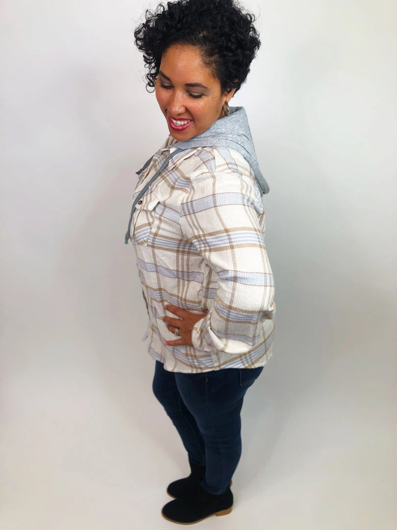 Iris & Rainbow Boutique #K694 Striped Flannel Top (BLUE) 11 Iris & Rainbow Boutique #K694 Striped Flannel Top (BLUE)