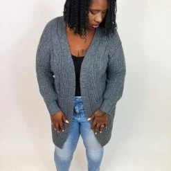 Iris & Rainbow Boutique #K756 Cords Of Love Cardigan (Charcoal)