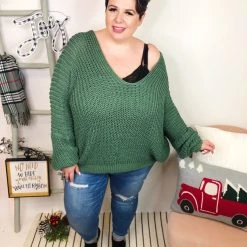 Iris & Rainbow Boutique New Arrivals #L193 Girls Day Out Ribbed POL Sweater (JADE GREEN)