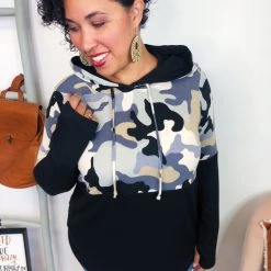 Iris & Rainbow Boutique #K982 Desert Camo Hooded Top New Arrivals