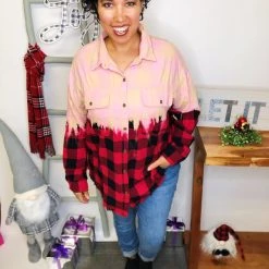 Iris & Rainbow Boutique #L426 Dipped In Plaid Top (red)