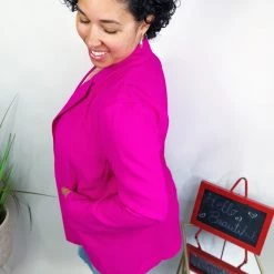 Iris & Rainbow Boutique New Arrivals #M761 Innovating In Pink Blazer