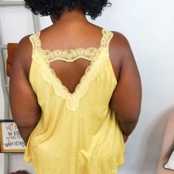 Iris & Rainbow Boutique New Arrivals #K804 Trapped In Lace Sleeveless POL Top (Yellow)