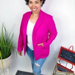 Iris & Rainbow Boutique New Arrivals #M761 Innovating In Pink Blazer