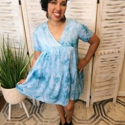 Iris & Rainbow Boutique New Arrivals #K121 Turquoise Waters Tie Dye Dress