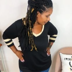 Iris & Rainbow Boutique #K933 Varsity Day 3/4 Sleeve Top New Arrivals