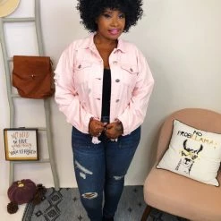 Iris & Rainbow Boutique New Arrivals #K805 Sweet Rose And Distressed POL Jacket