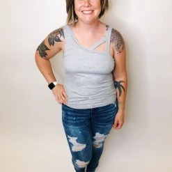 Iris & Rainbow Boutique #K397 Far Away Tank Top (Heather Gray) New Arrivals