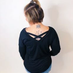 Iris & Rainbow Boutique New Arrivals #K579 Fall Back Lattice Top (BLACK)