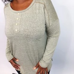 Iris & Rainbow Boutique New Arrivals #K718 October Skies Long Sleeve Top (Olive)