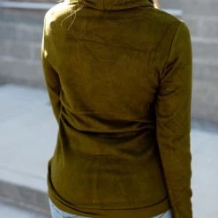 Iris & Rainbow Boutique #C921 Olive Ampersand Performance Fleece Cowlneck New Arrivals