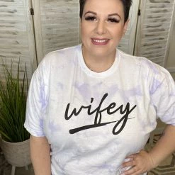 Iris & Rainbow Boutique #K15 Wifey Lilac Tie Dye Tee