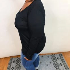 Iris & Rainbow Boutique #k638 Back To Basics Long Sleeve Top (Black)