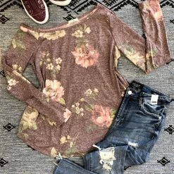 Iris & Rainbow Boutique #E2 Flora's Off Shoulder Floral Top (Burgundy) - FINAL SALE New Arrivals