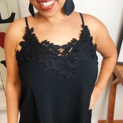 Iris & Rainbow Boutique #M232 Crochet Princess Top (Black) New Arrivals