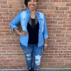 Iris & Rainbow Boutique New Arrivals #E8 Demi's Denim Shirt (Light Wash)