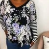 Iris & Rainbow Boutique #K925 Illuminating Floral Stripes Dolman Top