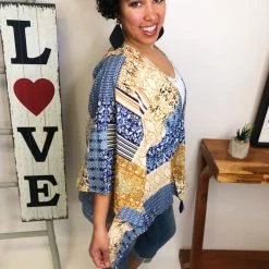 Iris & Rainbow Boutique New Arrivals #M166 One Right Now Kimono (Blue Mix)