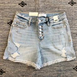 Iris & Rainbow Boutique #K26 Fly Girl Judy Blue High Waist Button Fly Shorts