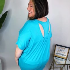 Iris & Rainbow Boutique New Arrivals #M622 Show My Cut Out Top (Ocean Blue)