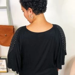 Iris & Rainbow Boutique New Arrivals #K775 Shining Wings Short Sleeve Top (Black)