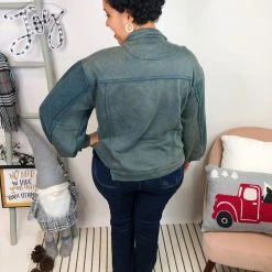 Iris & Rainbow Boutique New Arrivals #L279 Falling In Love POL Shacket (Vintage Moss)