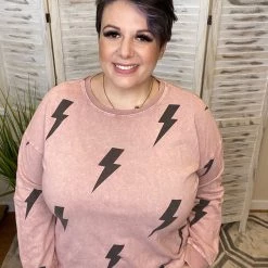 Iris & Rainbow Boutique #J763 Stroke Of Lightening Top (Mauve) New Arrivals