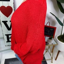 Iris & Rainbow Boutique #M677 Knitted From The Heart Cardigan (Red) New Arrivals