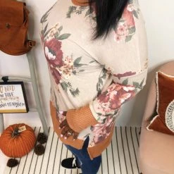 Iris & Rainbow Boutique New Arrivals #L625 *Doorbuster* Flower Blooming Cowl Neck Top