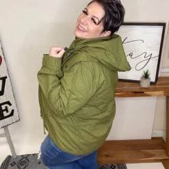 Iris & Rainbow Boutique New Arrivals #L561 Trendy Temptation Utility Jacket (Dark Olive)