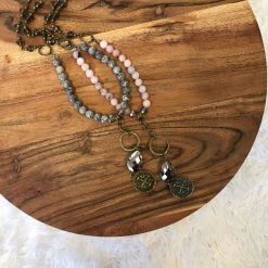Iris & Rainbow Boutique Gold Beaded Necklace With Cross Pendant And Crystal New Arrivals
