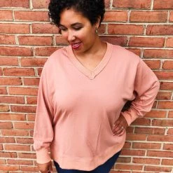 Iris & Rainbow Boutique #K628 Aspen's Sweatshirt (Faded Rust) New Arrivals