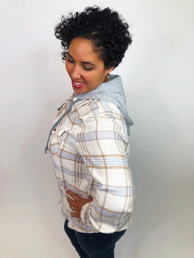 Iris & Rainbow Boutique #K694 Striped Flannel Top (BLUE) 12 Iris & Rainbow Boutique #K694 Striped Flannel Top (BLUE)