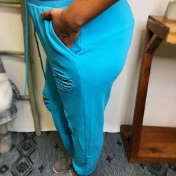 Iris & Rainbow Boutique #L526 A Savage Beginning Joggers (Aqua Blue)