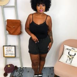 Iris & Rainbow Boutique New Arrivals #K807 My Relax Day POL Shorts (Black)