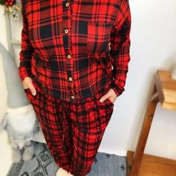 Iris & Rainbow Boutique #L522 The Perfect Plaid Match Set (Red/Black)