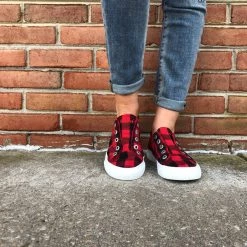 Iris & Rainbow Boutique New Arrivals #C87 Into The Woods Red Buffalo Plaid Shoes