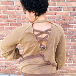 Iris & Rainbow Boutique New Arrivals #L334 Fall On Me POL Pullover (Chocolate)