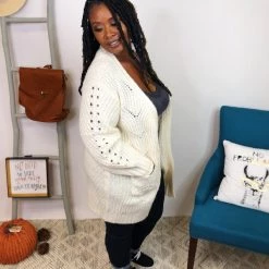 Iris & Rainbow Boutique New Arrivals #K835 Floating In The Clouds POL Cardigan (Wheat Grain)