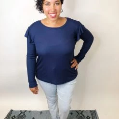 Iris & Rainbow Boutique New Arrivals #K522 A Reflection Of The Dark Long Sleeve (NAVY)