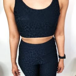 Iris & Rainbow Boutique New Arrivals #M572 Sexy Leopard Jacquard Bralette (Black)