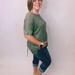 Iris & Rainbow Boutique #K268 It's All In The Details Top (Olive) New Arrivals