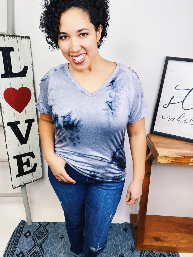 Iris & Rainbow Boutique New Arrivals #L919 Moonlight Tie Dye Top (Grey/Charcoal) 3 Iris & Rainbow Boutique New Arrivals #L919 Moonlight Tie Dye Top (Grey/Charcoal)