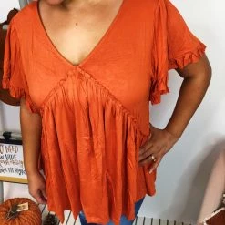 Iris & Rainbow Boutique New Arrivals #L224 Nicolette Top (Brick)