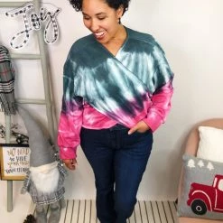 Iris & Rainbow Boutique New Arrivals #L290 Explosion Of Happiness Tie Dye POL Top (Passion Acai)