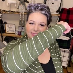 Iris & Rainbow Boutique #M845 Olive Striped Open Cardigan New Arrivals