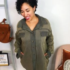 Iris & Rainbow Boutique #L38 Fire It Up POL Shacket (Ash Charcoal) New Arrivals