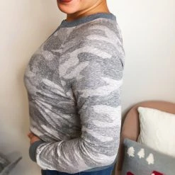 Iris & Rainbow Boutique #L373 Harmonious Camo Top (Grey) 9 Iris & Rainbow Boutique #L373 Harmonious Camo Top (Grey)